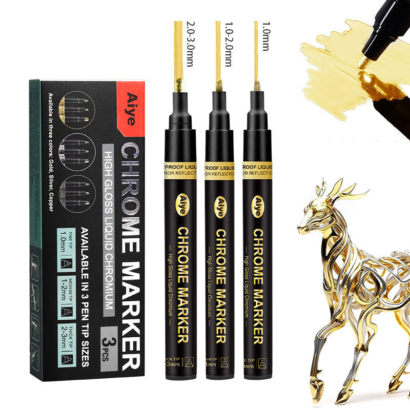 Wholesale high gloss mirror chrome plated markers, metal pens, reflective electroplated pens, DIY Gundam plastic model nail art metal pens